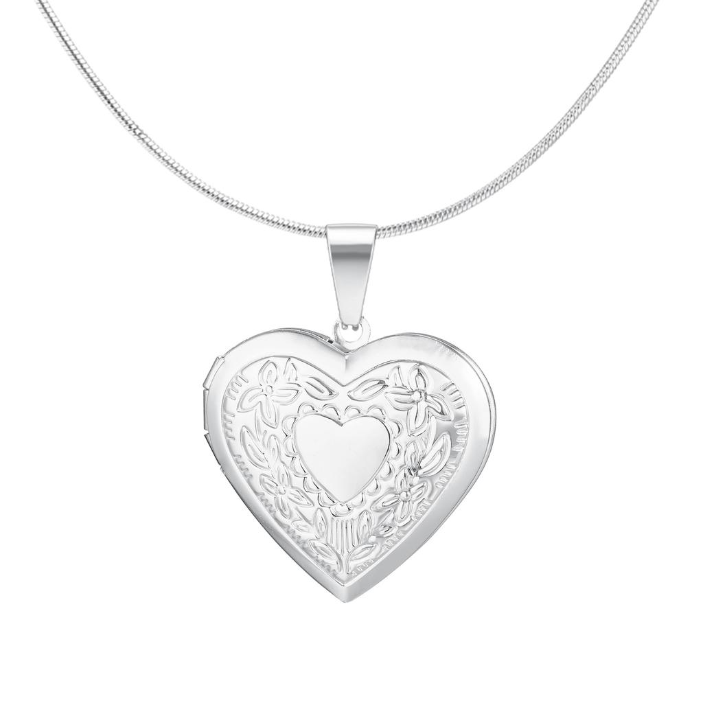Women's Heart Shape Locket Pendant Necklaces Stainless Steel Snake Chain Necklace Trendy Jewelry Gift