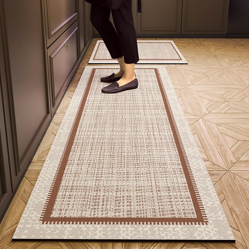 Pvc Kitchen Floor Mat Retro Style Non-slip Oil-proof Carpet Leather Waterproof Foot Mats Long Strip Home Decoration Rug Alfombra
