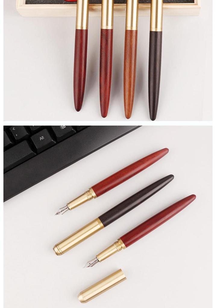 Rosewood Signature Business & Student Pen Set - Includes Ballpoint and Fountain Pen with Custom Logo in Gift Box.