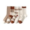 5 Pairs of Female Autumn and Winter Sweat Absorbing Deodorizing Fashion Color Collision Boneless Soft Tube Socks