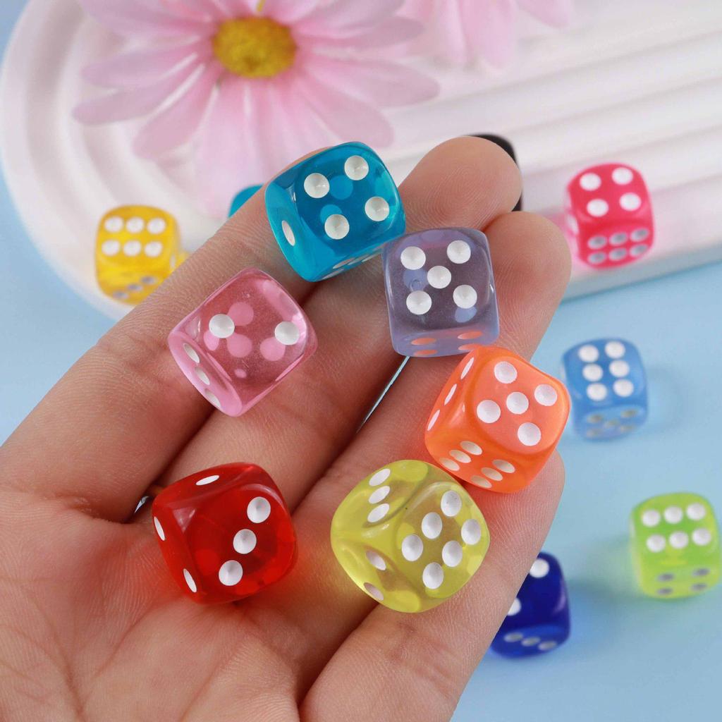 14mm Crystal Resin Dice: DIY Pendants, Necklaces, Hair and Jewelry Accessories