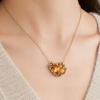 Birthstone Heart Necklace Birth Stone and Flower Pendant Necklace Jan to Dec