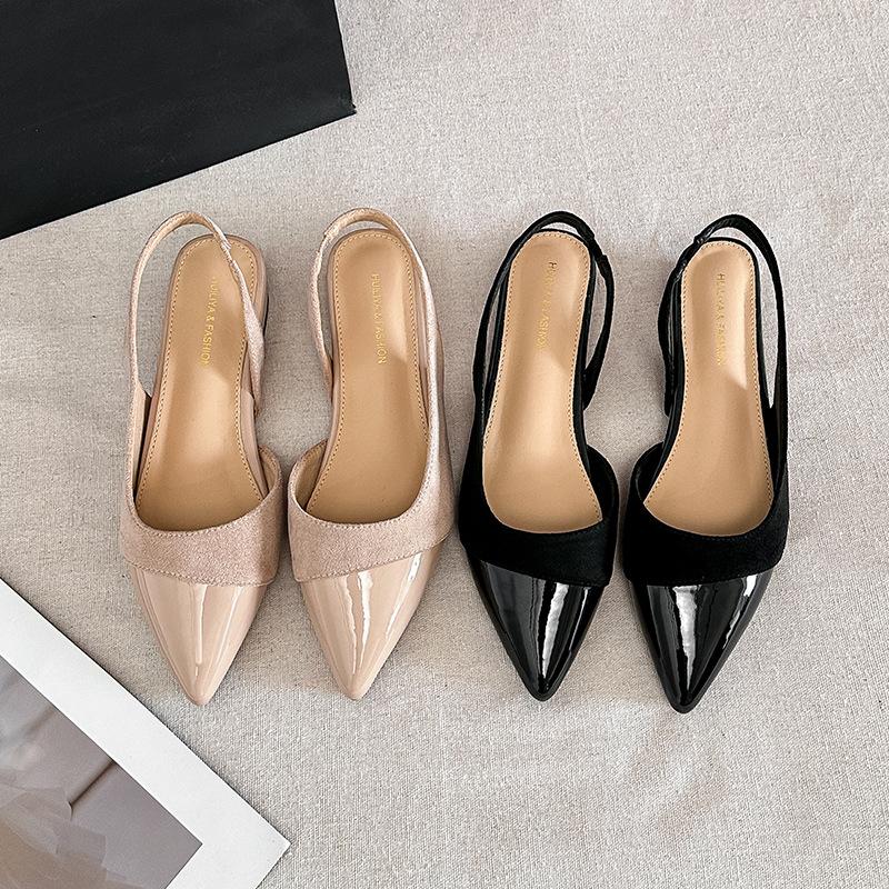 W925-35 French temperament evening pointed head empty single shoes women's new skirt fairy bag head sandals women's summer