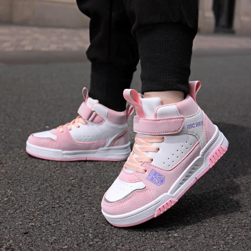 Moteable og praktiske borrelåssko med tykk såle og høy ankel for barn, utendørs fritidssportssko 28-39