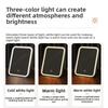 Espejo de maquillaje LED plegable portátil con luz para escritorio y viaje