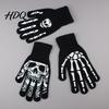 Funny Scary Party Costume Props Halloween Glow‑In‑The‑Dark Skeleton Knit Gloves Luminous Skull Bone Print Atmospheric Photo Full‑Finger