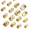 24pcs Short Round Wear Armor 3D Gold-plated High-end Manicure Nail Gold