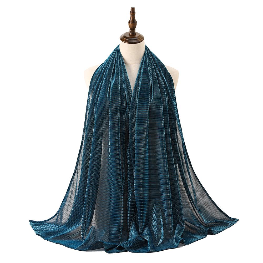 Women Glitter Shimmer Cloth Hijab Plain Soft Breathable Thin Crepe Crinkle Hijabs