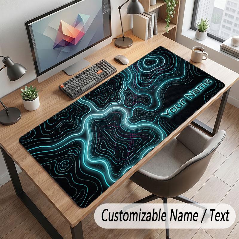 Abstract Geometric Theme Customized Mouse Pad Personalized Print Name Text Desk Mat For Home Office Table Decor
