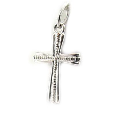 [L2983] - Rhodium-plated Silver 'Cross' Pendant - 17x11 Mm
