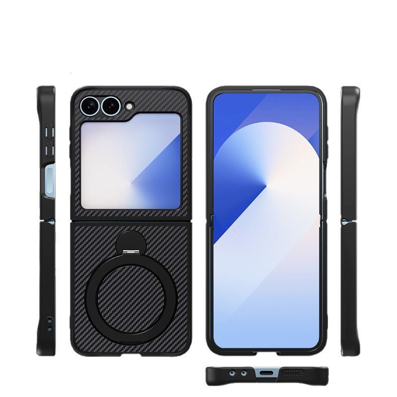 Carbon Fiber Foldable Magnetic Ring Stand Galaxy Z Flip 7 6 5 4 3 Shockproof Phone Case
