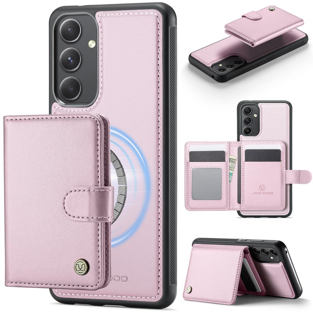 For Samsung Galaxy A54 5G Case JEEHOOD J09 RFID Blocking Card Holder Leather Back Phone Cover Magnetic Case