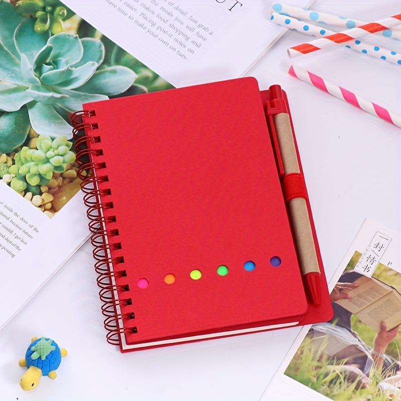 1 Notepad Set with Colored Post-it Notes,Coil Notebook,Transparent Index Stickers,Loose-leaf Sticker Notebook and a Ballpoint Pen - Ideal for Students