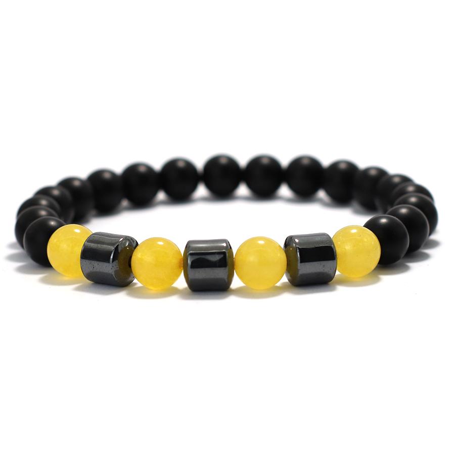 Pánský náramek 8mm Onyx Howlit Hematit Léčivý Mosazný Náramek Meditace Jóga Tygří Oko Náramek Přítel Manžeta Ruční Šperk Dárek