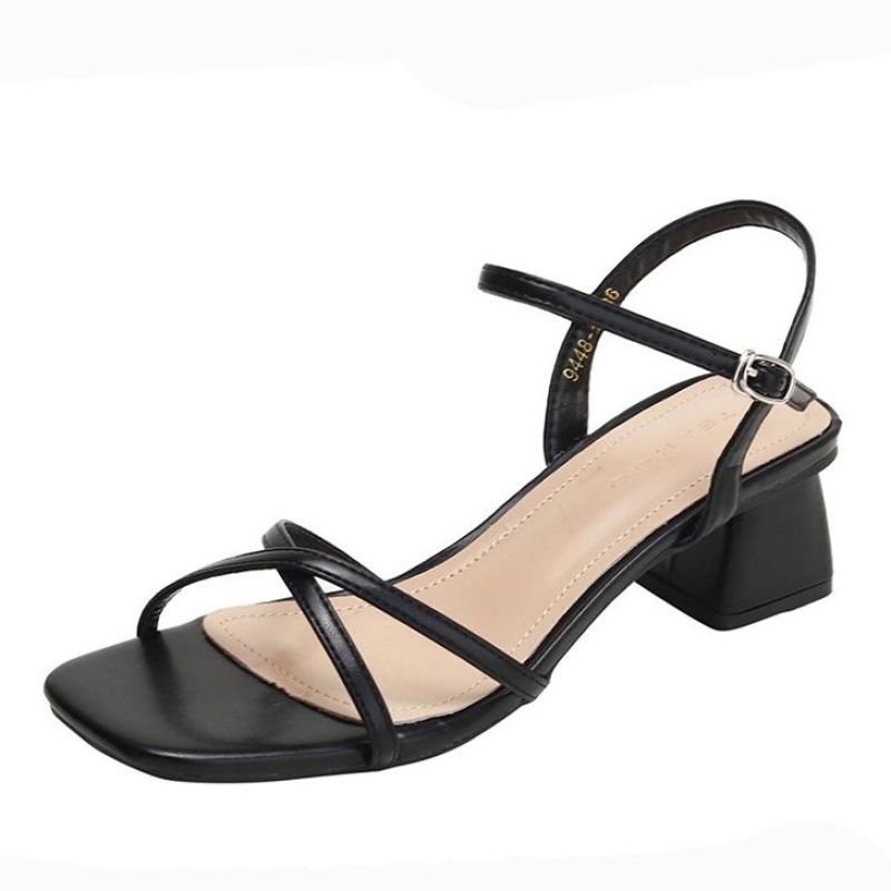 Coarse Heel High Heels with Sandals Women's New Summer Beautiful Medium Heel Temperament Shoes