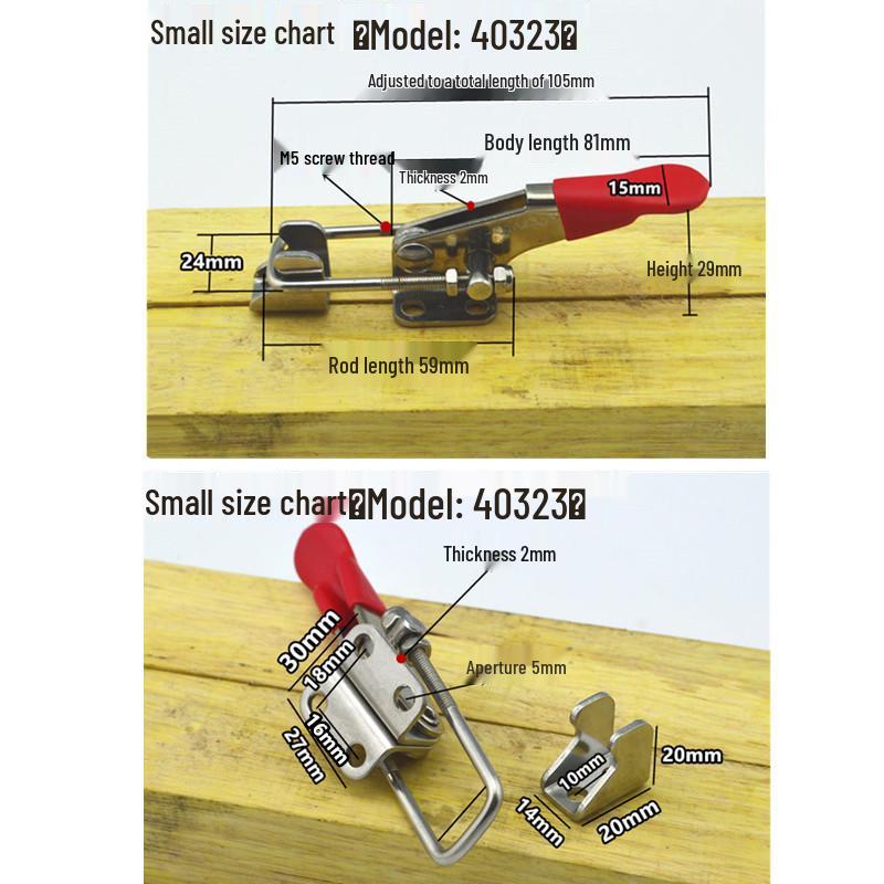 Heavy Duty 304 Stainless Steel Adjustable Snap Latch Lock Clamp Buckle