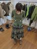 Fustă Midi Patchwork Florală în Carouri Retro Japoneză pentru Femei - Colecția Primăvară/Toamnă 2025
