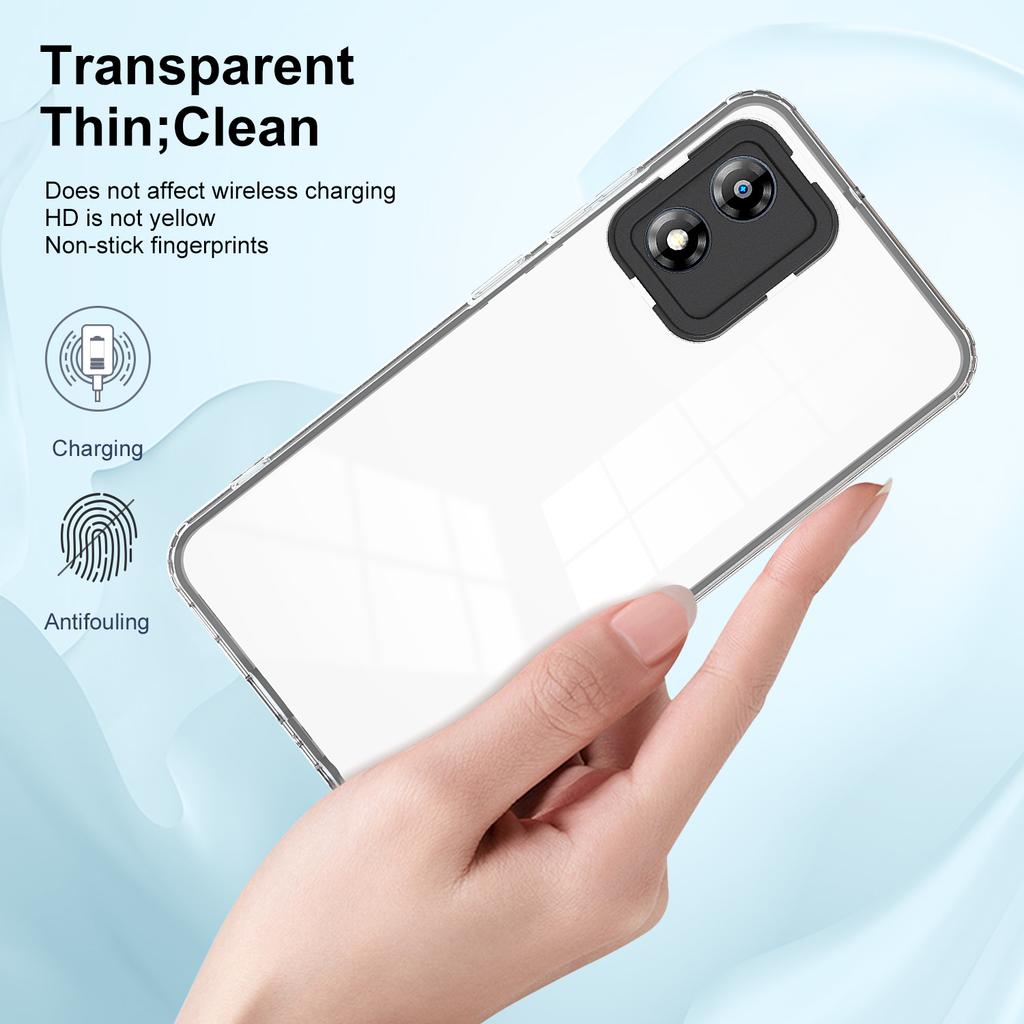 For Motorola Moto E13 4G 3-in-1 Transparent Phone Cover Camera Protection TPU+PC Drop-proof Case