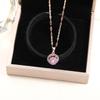 Purple Flower Zircon Necklace - Inspired by Douyin Influencers, High-End Rotating Clavicle Chain for Women