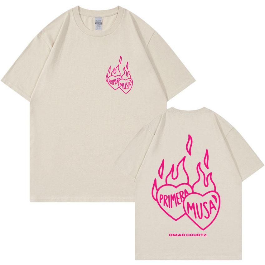 

2025 Поп-рэпер Омар Кортц Primera Musa Сердце Харадзюку Графическая футболка Мужская хип-хоп свободная футболка Летняя с коротким рукавом 4XL