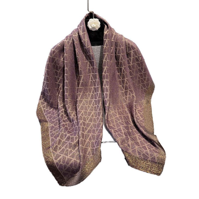 Simulation Silk Square Scarf Versatile Silk Scarf Printing High-End Decorative Shawl Scarf Tencel Cotton Gold Silk Four-Season Decoration