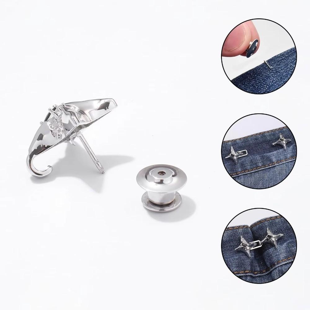 Four Pointed Star Jeans Buttons Adjustable Pants Pins Fashionable Belt Buckles  Scarf Fastening