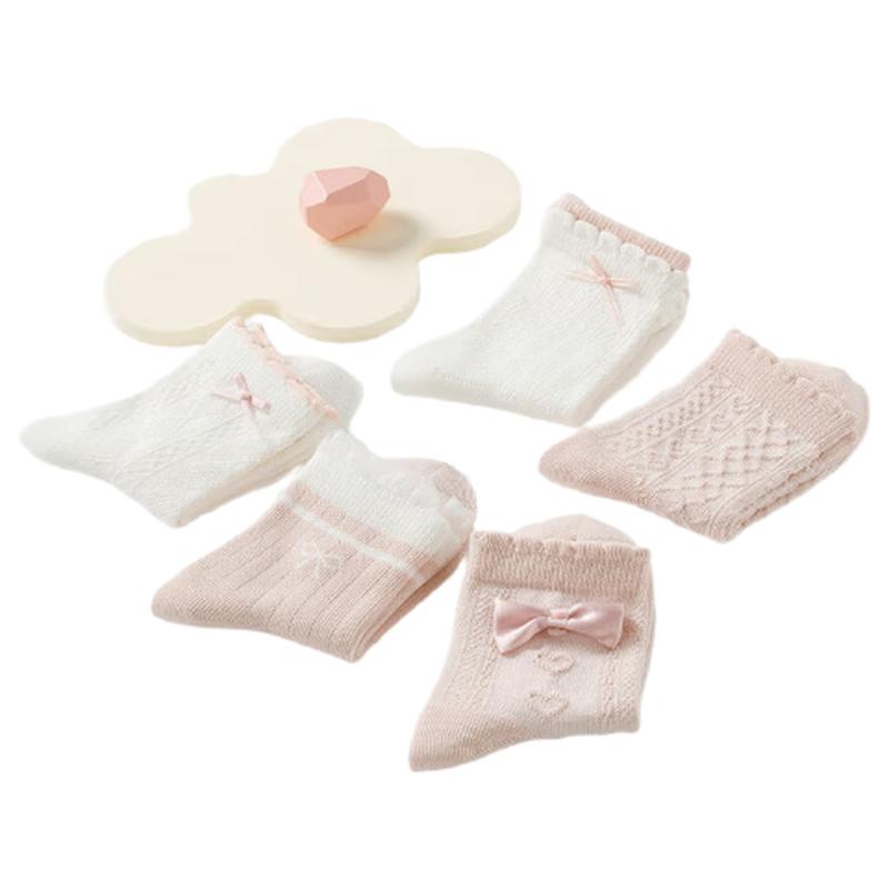 Balabala Girls Summer Jacquard Short Socks 5-Pair Pack 140