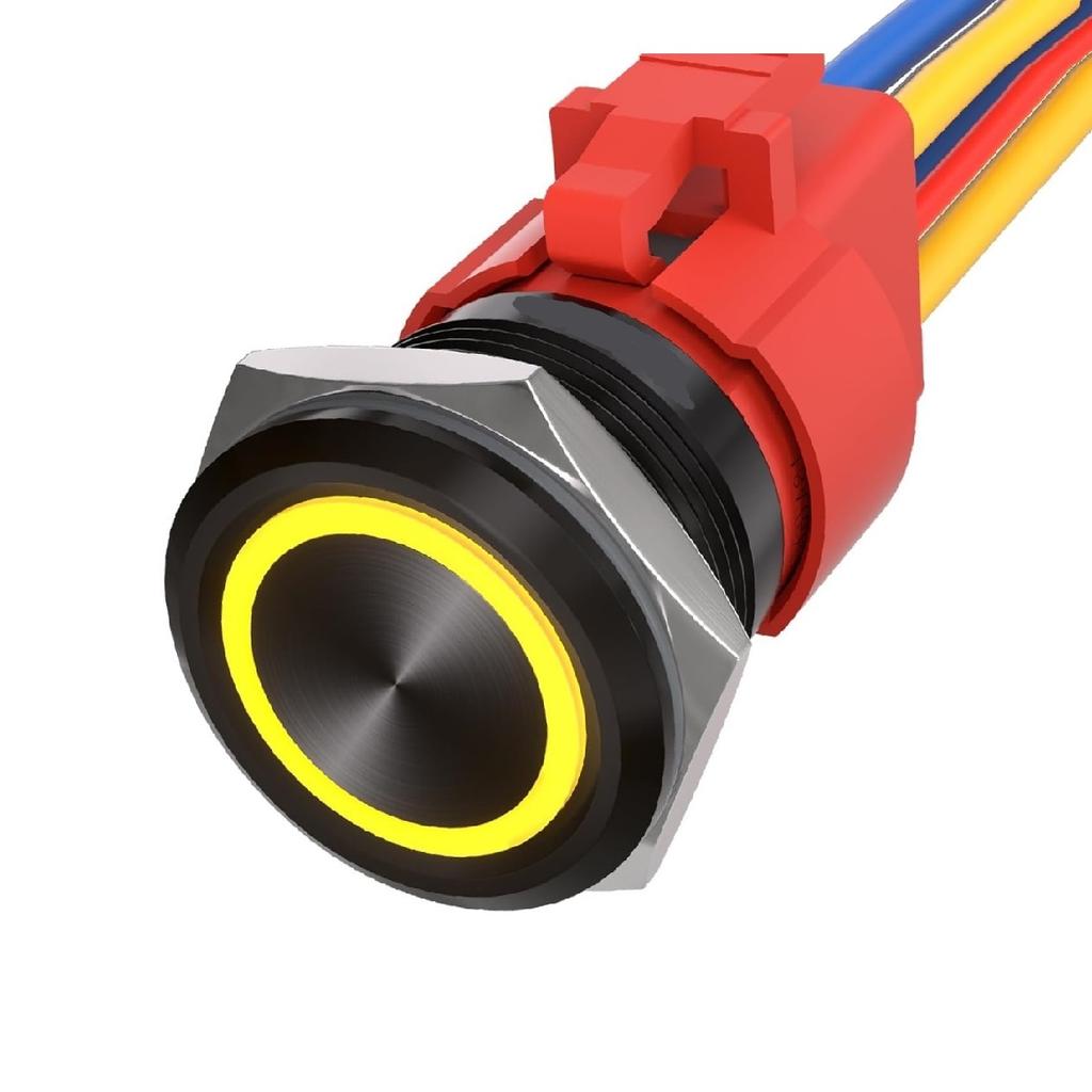12V Druckknopf LED Lichtschalter 1 Schließer 1 Öffner Kontakt Aluminiumlegierung Material Für Automobil Momentan-Druckknopfschalter Tasten