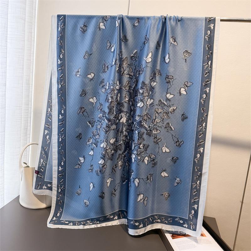 Spring and Summer Thin Printing Simulation Silk Brocade Sunscreen Snow Environment Elegant Rhyme Silk Scarf Long Scarf Shawl Versatile Headscarf Scarf