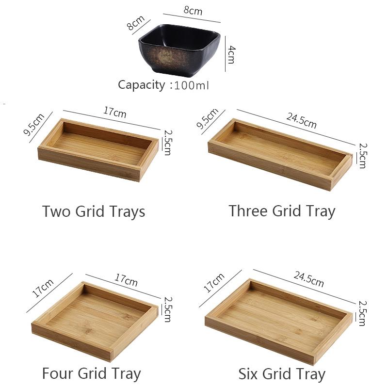 Set de farfurii pentru gustări cu fructe cu grilă ceramică creativă pentru alimente japoneze INS tacâmuri cu tavă Vase de servire casnic cu fructe tavă pentru gustări