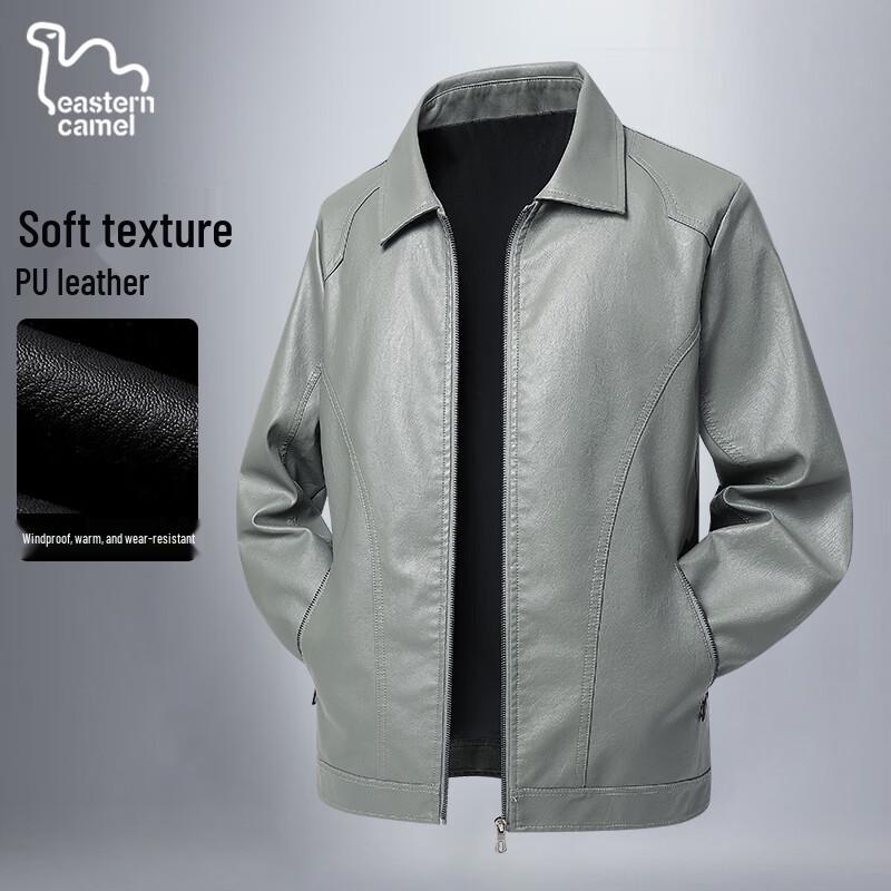 EASTERN CAMEL Jaqueta Masculina de Couro PU Outono Inverno Caimento Solto