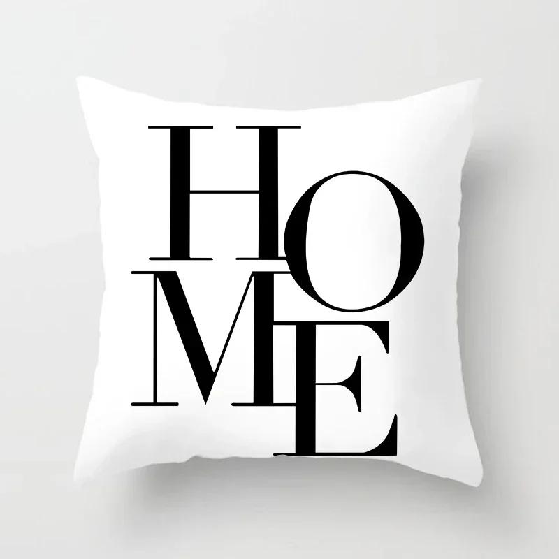 Black Throw Pillow Case Geometric Heart Letters Piano Fashion Girl Cushion Covers Home Sofa Chair Decorative Pillowcase 45X45Cm