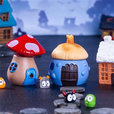 Cute Halloween Glowing House Micro Landscape Ornaments Dollhouse Toys Home Decoration Diy Resin Accessories Kids Play House Gift