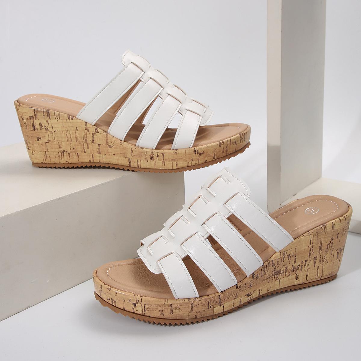 

Одно слово с открытым носком на танкетке, сандалии с рыбьим носком, платформа, тапочки большого размера 42