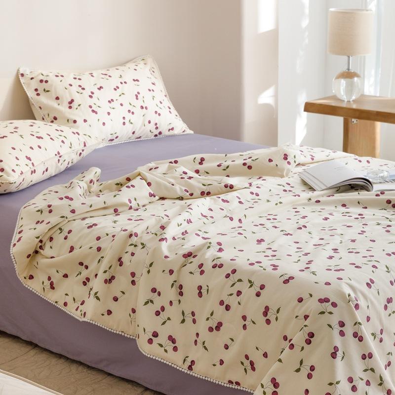 

Новое летнее одеяло из хлопка и соевых бобов, комплект из четырех предметов, маленькое летнее одеяло со свежим цветочным принтом 245*250cm