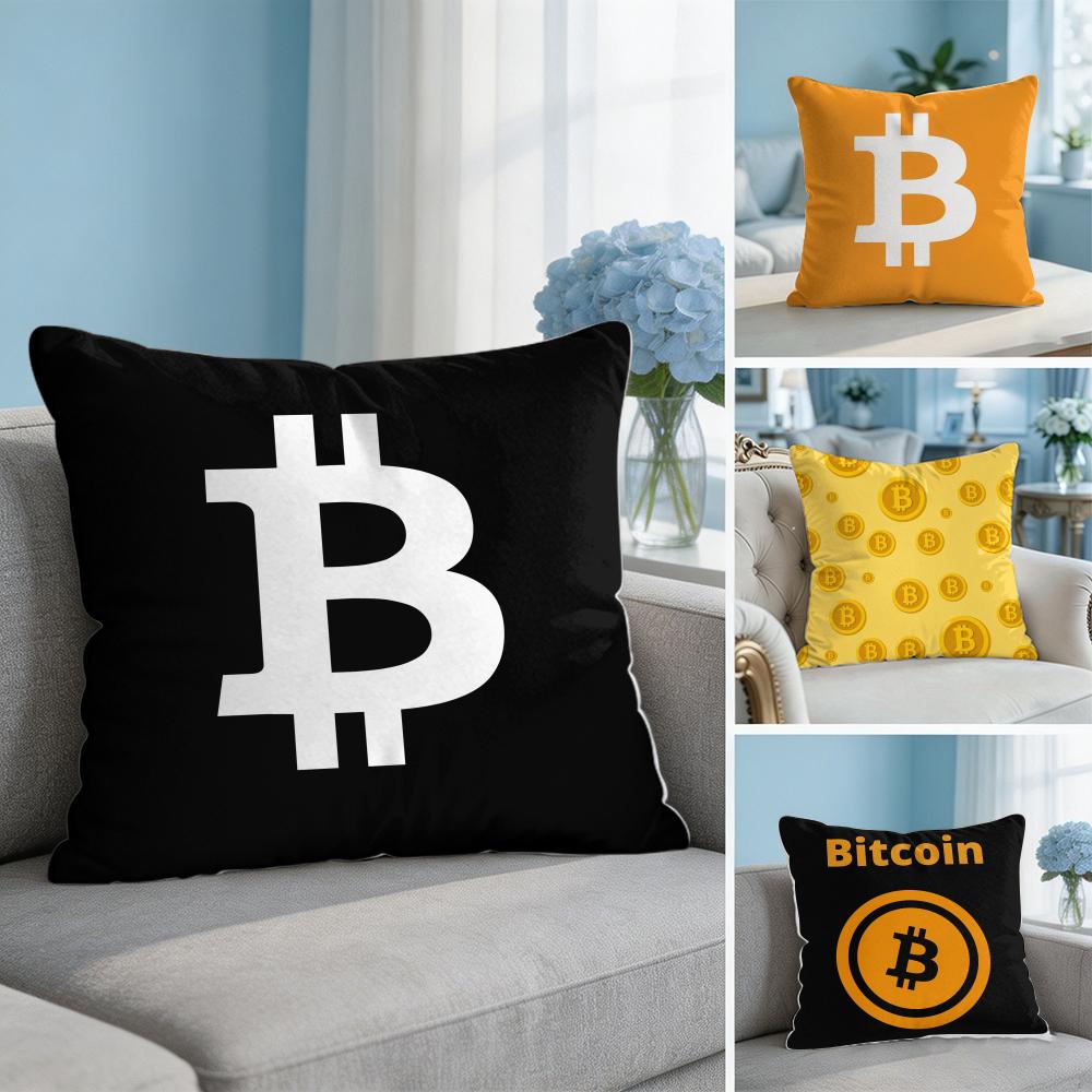 Bitcoin Btc Logo Cool Cushion Cover Square Pillow Bedroom Sofa Leisure Comfort Living Room Home Decoration X