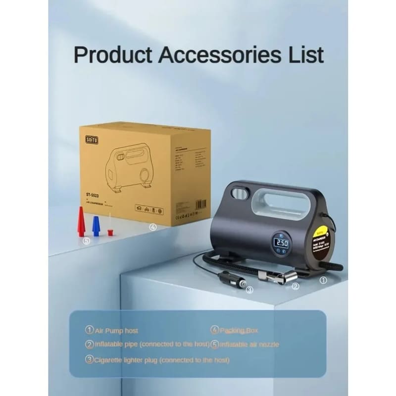 12V High Power Car Air Compressor Portable Universal Electric Air Pump Car Tire Accurate Pressure Measurement Digital Bicycle Pump for Car