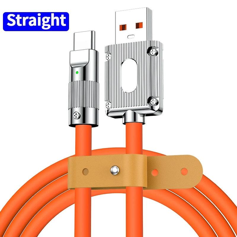 120W 7A Type C Fast Charge Data Cable Elbow Cable for Game For Xiaomi POCO Huawei Samsung Charger Liquid Silicone USB C Cable