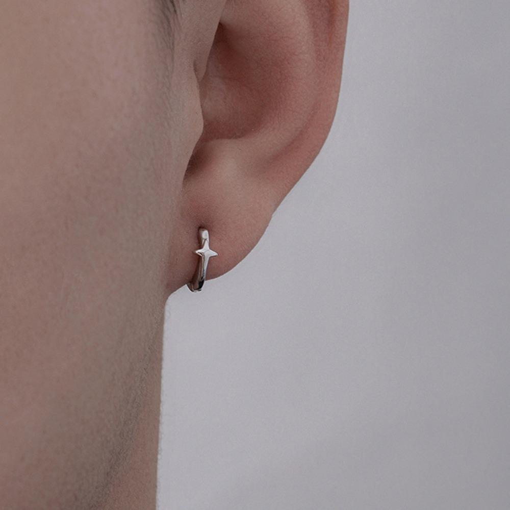 Čtyřhranná ušní přezka s hvězdicovým křížem, trendová pánská osobnost, temperament, jediný produkt
