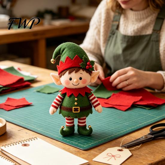 DIY Snowman Sewing Set Christmas Felt Craft Kit, Handmade Santa Gingerbread Elf Creative Art Activity Angel Material Holiday Supplies for Kids Adults