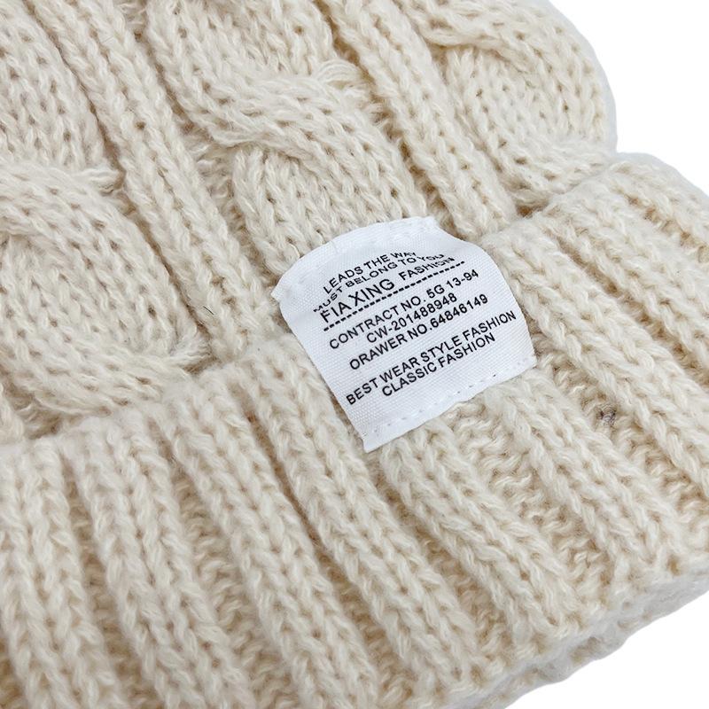 New Solid Color Twist Wool Hat Women's Winter Warm and Cold Hat Men's Versatile Jacquard Letter Knitted Hat