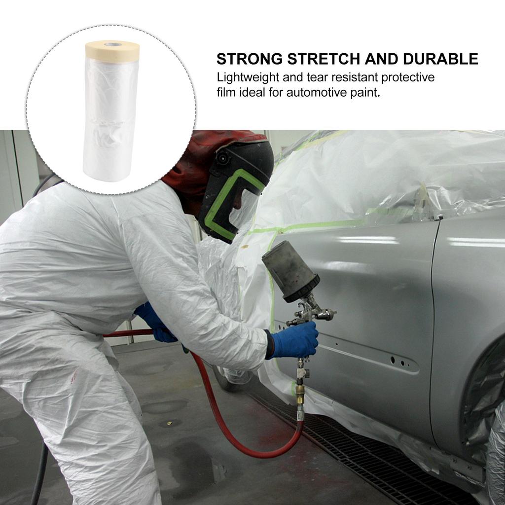 1pc Spray Painting Film 1100Mm X30M White Khaki Waterproof Protective Cover For Wall Cabinet Furniture Renovation Masking Tape