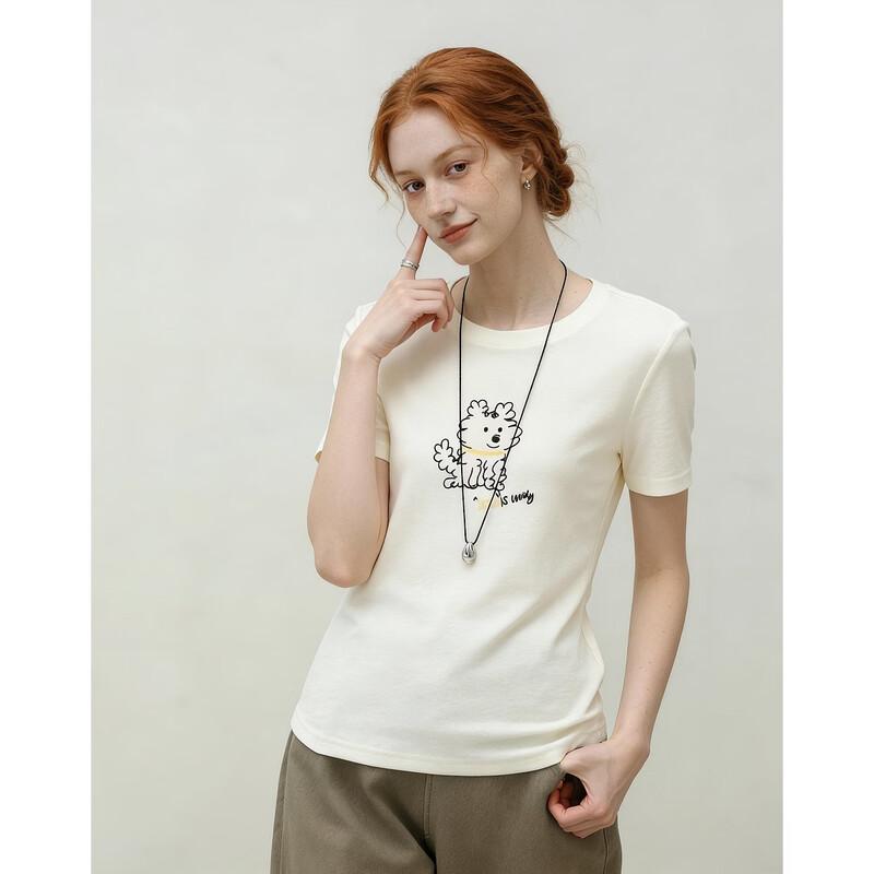 Women's Puppy Print Slim Fit T-shirt