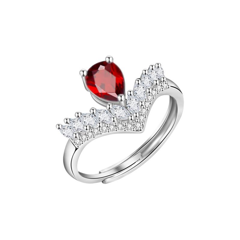 S925 Sterling Silver Ring, Drop-shaped Natural Topaz Peridot Light Luxury Niche Temperament Versatile Crystal Stone Women's Ring