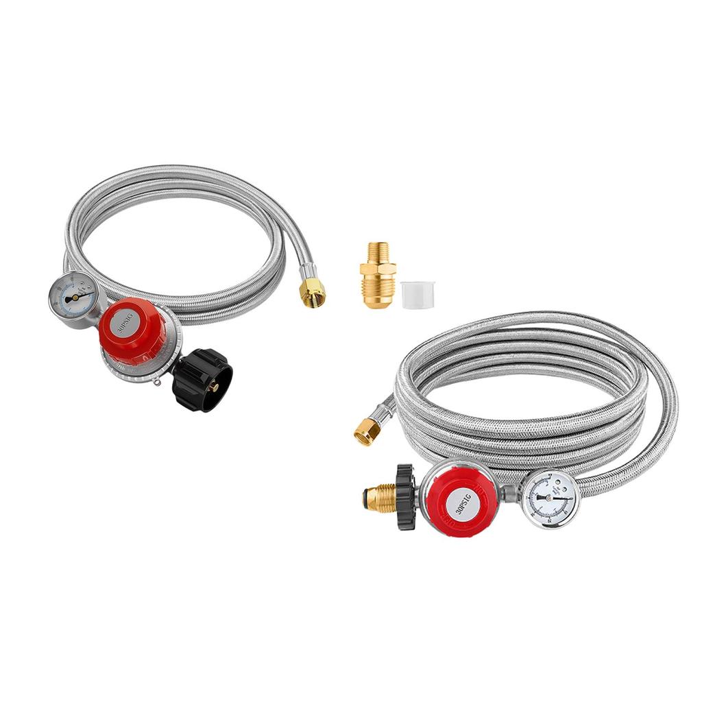0-30 PSI High Pressure Propane Regulator Professional Spare Parts with Gauge Gas Grill LP Regulator for Fire Pit Gas Cooker