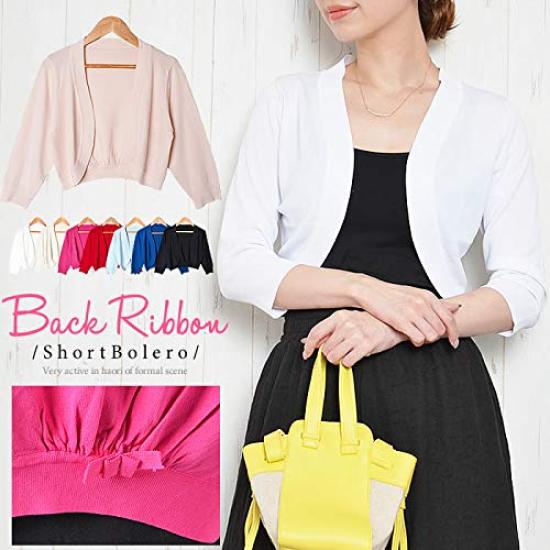 Back Ribbon Ribbon Sleeves [Kirby's] Bolero_Back Bolero_06.Light Blue/Three-Quarter