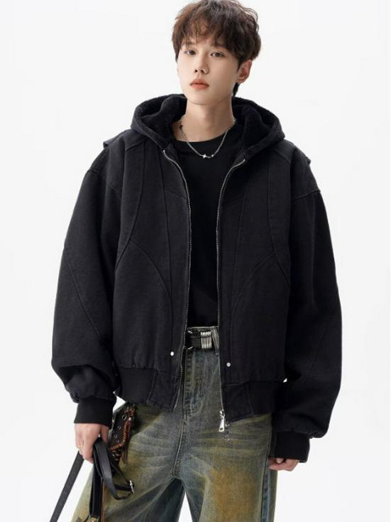 Zuo Shan Men's Heavyweight Washed Velvet Thickened Winter Workwear Jacket