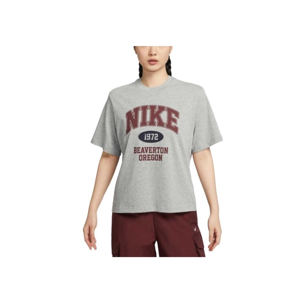 Nike Sportswear Casual Retro Short Sleeve Regular T-Shirt Women T-Shirts Gray IH0825063