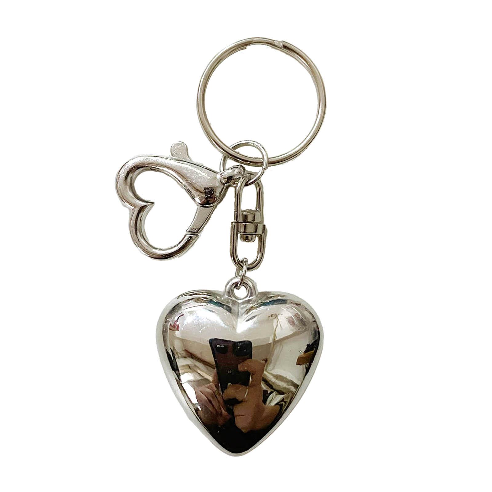 

Милый брелок с подвеской в виде большого сердца и бантика, модный брелок-шарм серебристого цвета, подвеска для сумки, держатель для ключей от машины для сумки A