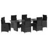 Outdoor Table Set 7 Pieces Black Poly Rattan